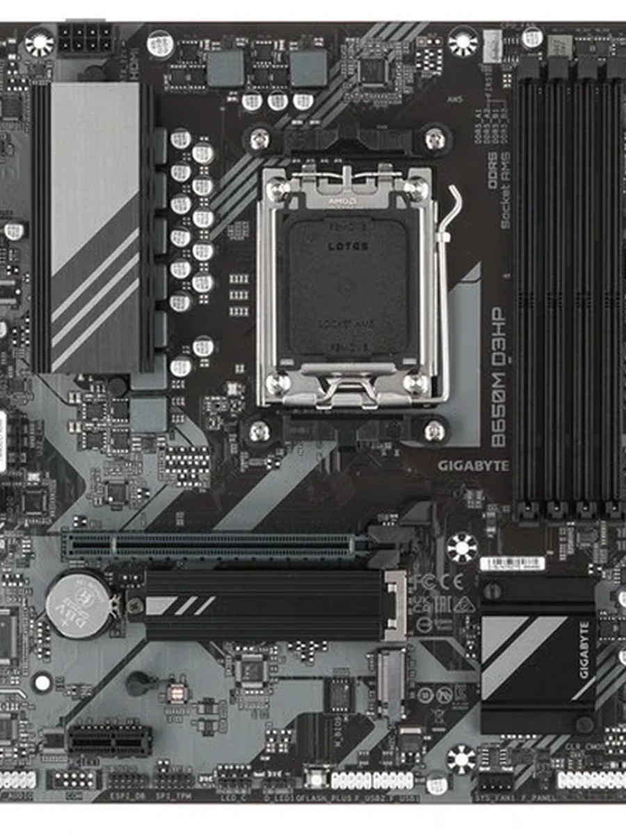 Плата Gigabyte AM5 B650 B650M D3HP 4xDDR5 PCI-Ex16 DP/HDMI SATA3 2xM2 USB3.2 Gen1 Type-C mATX