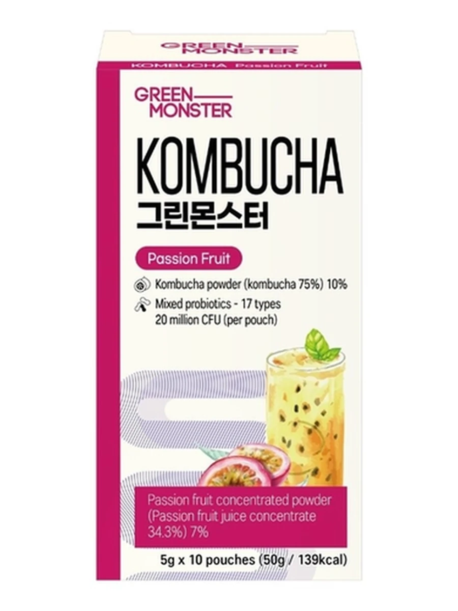 Green Monster Kombucha Passion Fruit