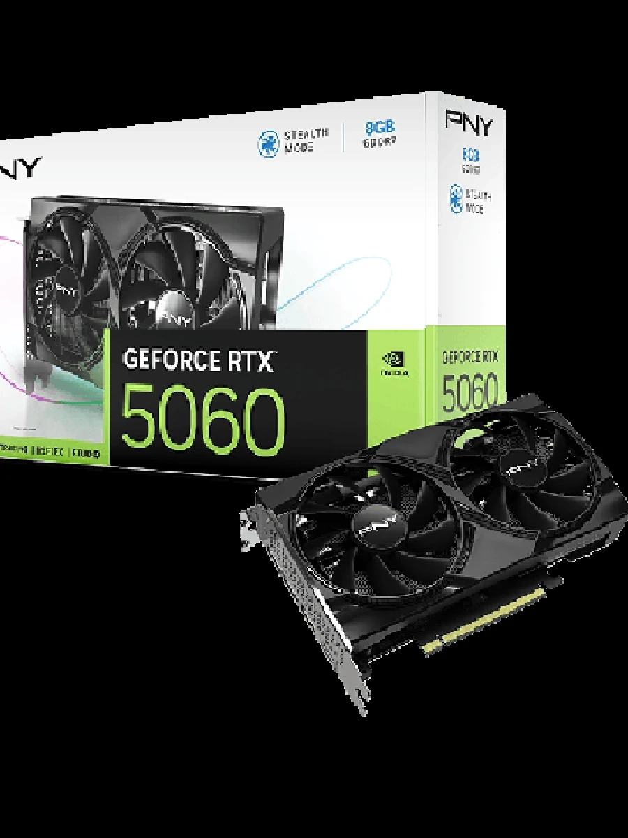 Видеокарта PNY GeForce RTX 5060 OC Dual Fan (VCG50608DFXPB1‑O) [8 ГБ, 128 бит, 3×DisplayPort, HDMI, Boost 2535 МГц]