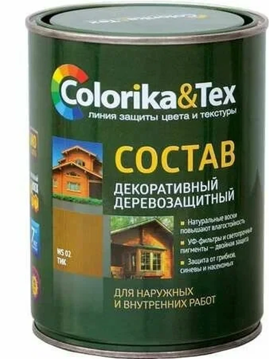 Состав деревозащитный Colorika&tex декорат лиственница ws10 0,8л