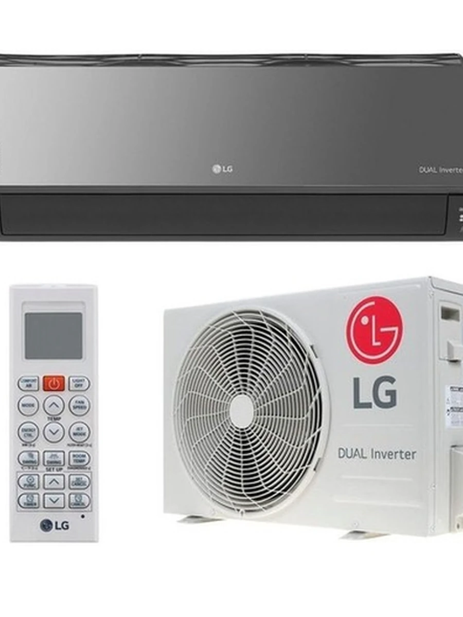 Кондиционер LG Artcool Mirror AC12BK, инверторный, Wi-Fi, ионизатор, тёмно-серый