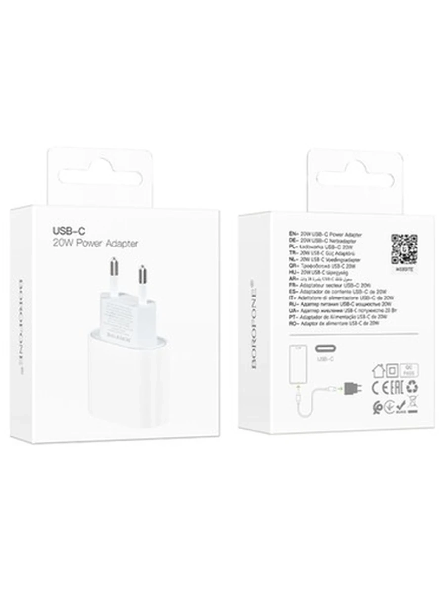 Сетевые адаптеры BOROFONE BA100A Original single port PD20W charger(EU) (White)