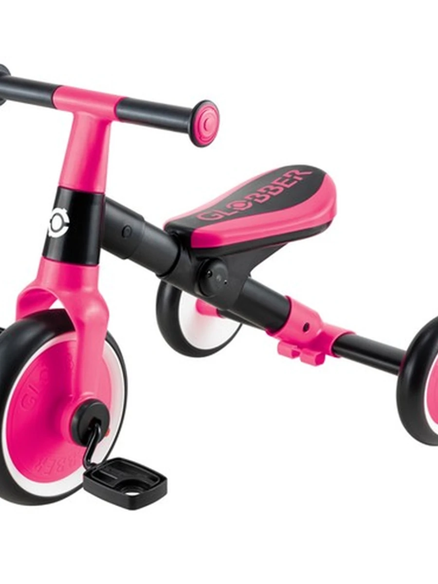Детский трехколесный велосипед-беговел 2 в 1 Globber Learning Trike - цвет Fuchsia
