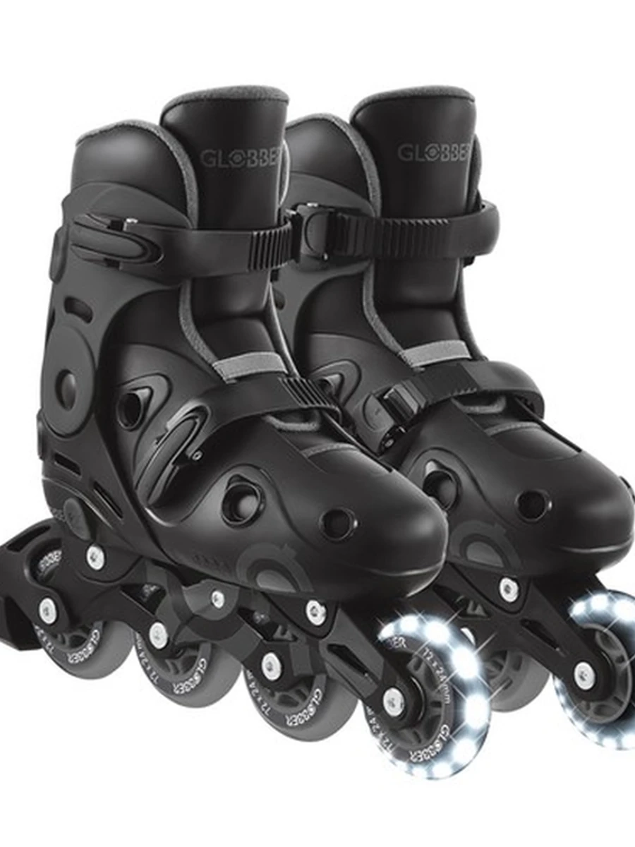 Коньки роликовые Globber Go Skate Lights, цвет Серый, 34-37 размеры (регулируются)