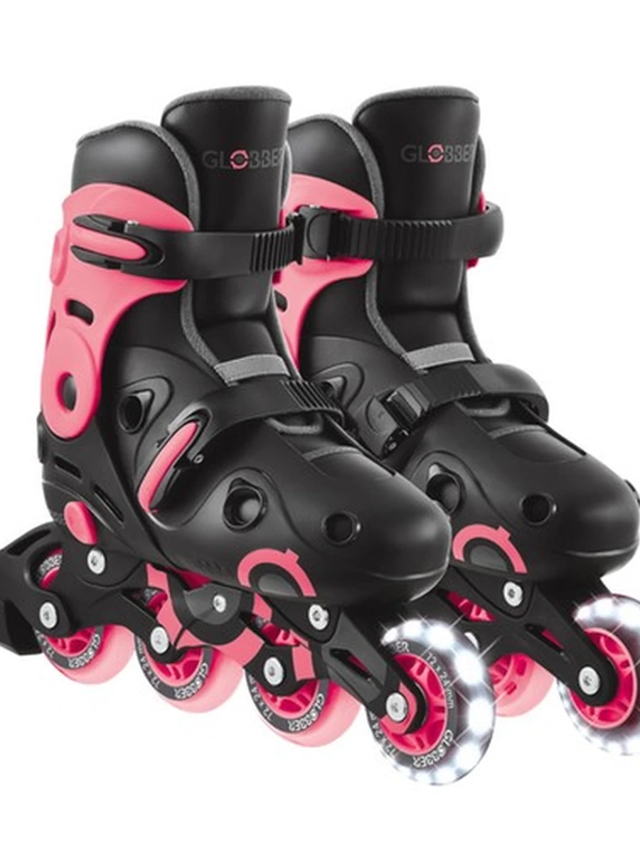Коньки роликовые Globber Go Skate Lights, цвет Coral Pink, 34-37 размеры (регулируются)