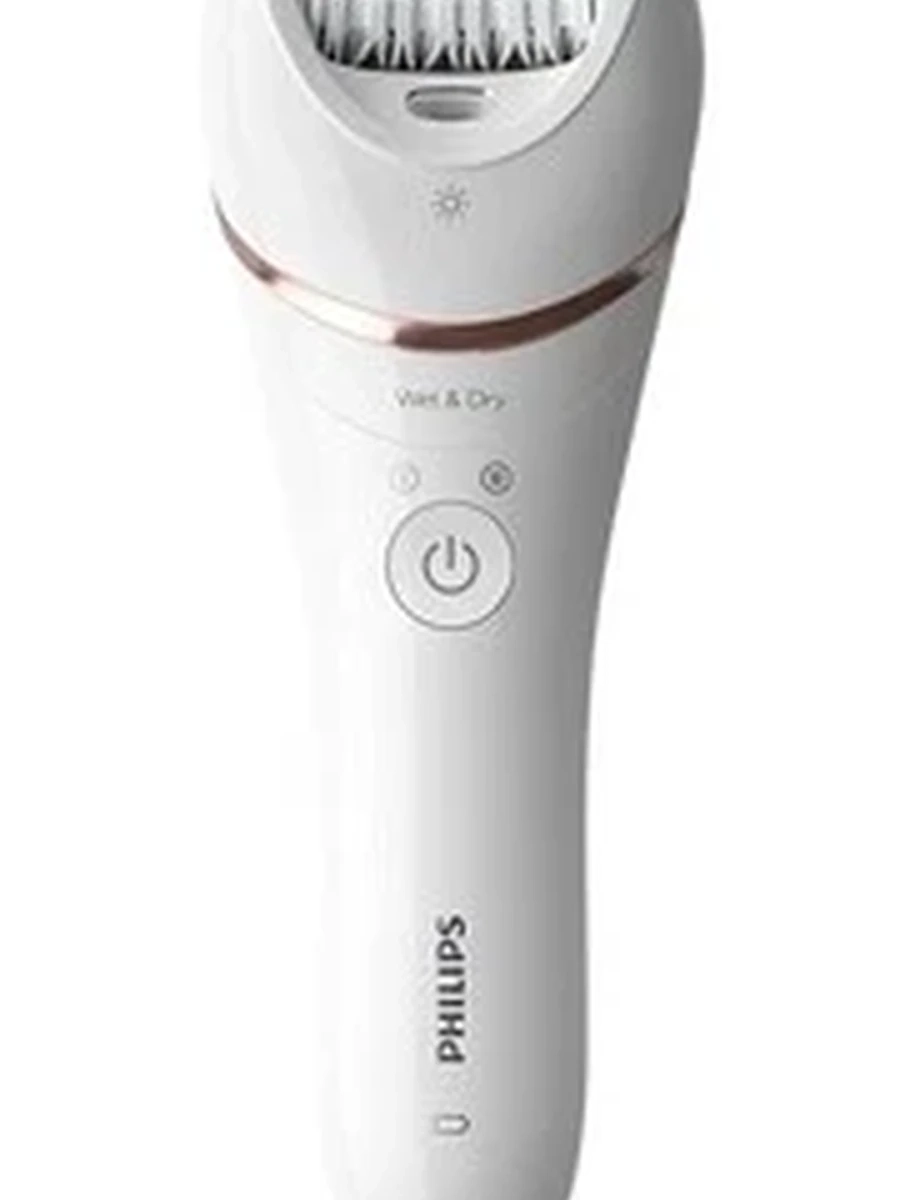 Эпилятор Philips BRE740/10 белый [скорости-2, пинцетов-32, съемные насадки/головки-8 шт, питание-от аккумулятора]