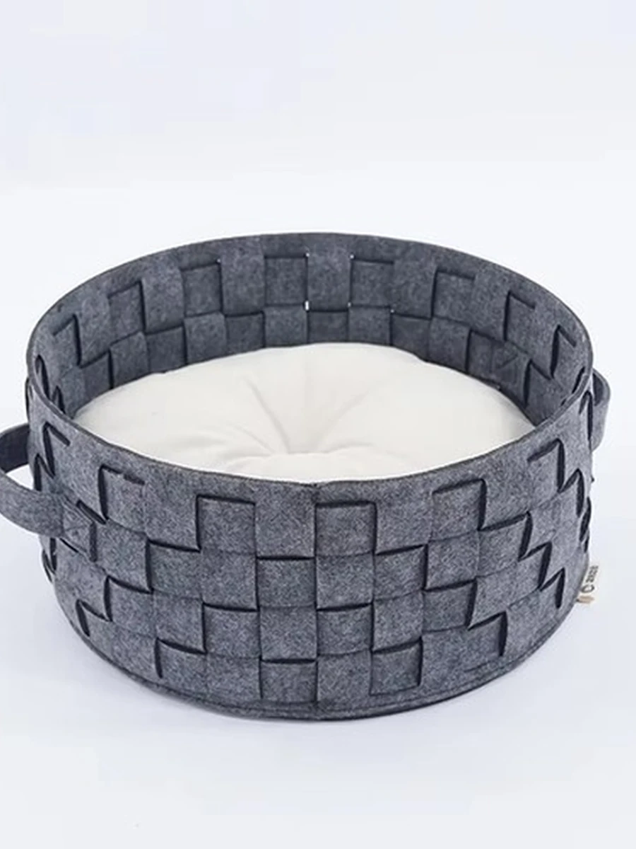 Лежанка Круглая плетеная розетка 01 серая 40*40*20 /CY-N24055/ (ЭлЧин)