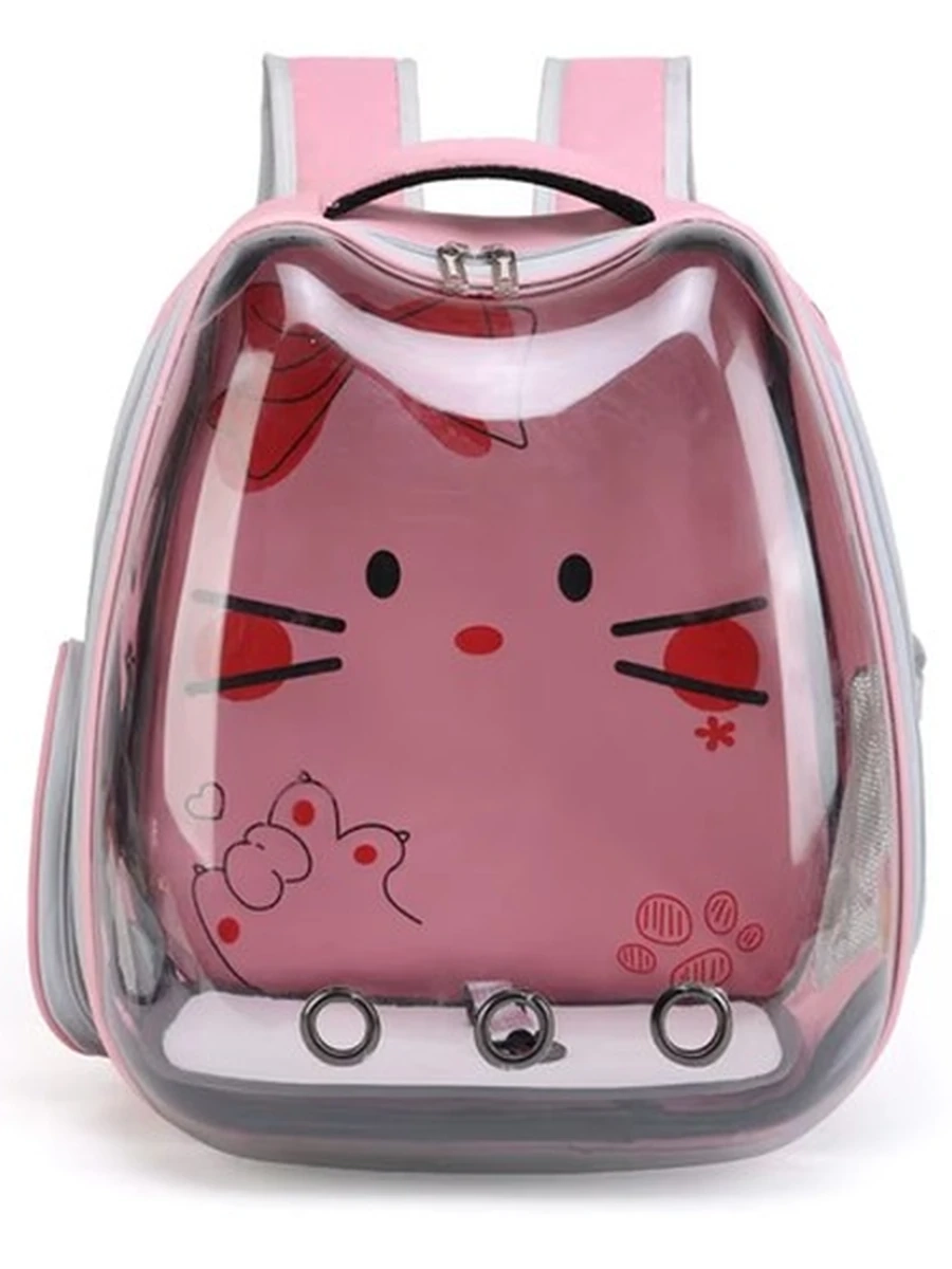 Рюкзак-переноска LOFFEPET Прозрачнаяс изображением кошек розовый 32*25*40 /PET-XB-N062/ (ЭлЧин)