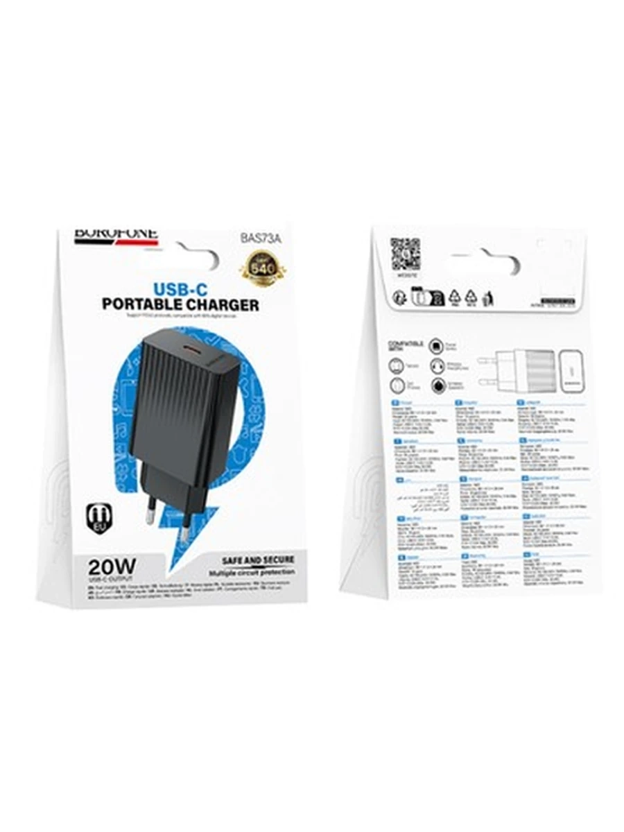 Сетевые адаптеры BOROFONE BAS73A Source single port PD20W charger(EU) (black)