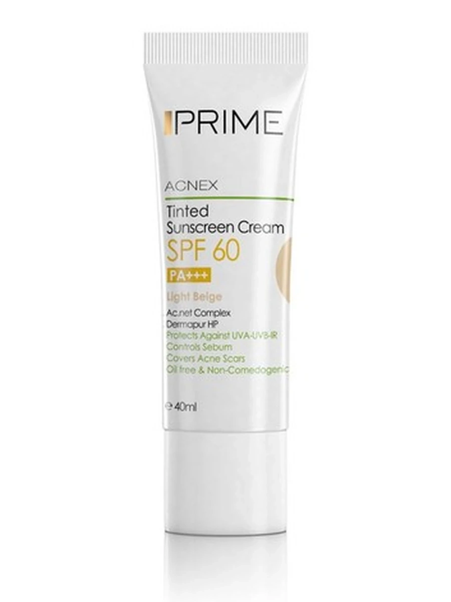 PRIME Тонированный солнцезащитный крем SPF 60 (светло-бежевый)для жирной кожи TINTED SUNSCREEN 40мл