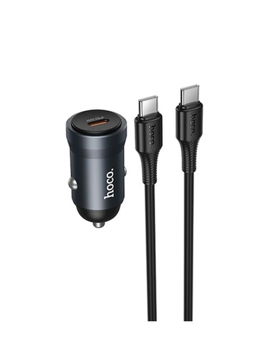Авто Зарядное Устройство HOCO Z62A Energy single port PD30W car charger set(C to C) metal gray