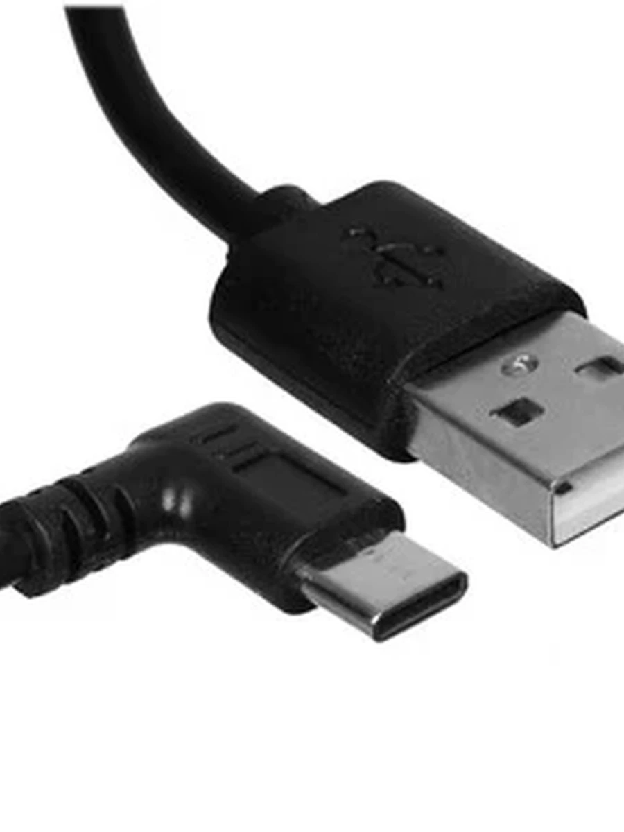 Кабель USB-C - USB 2.0 Aceline ( 1м, 2,1А, Круглый, PVC оболочка, PVC коннекторы, Угловой разъем, Черный)[FDC2A0PP10RBHCAn]