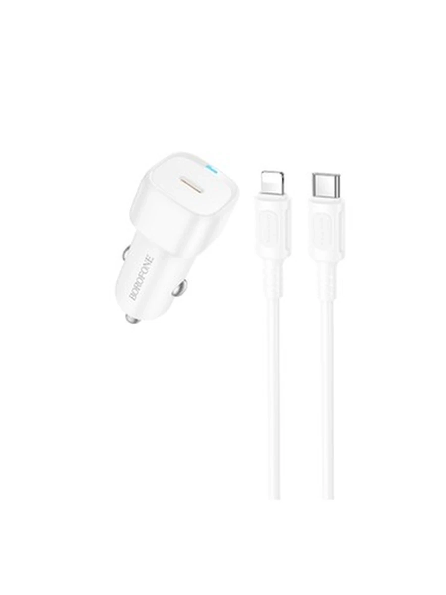 Авто Зарядное Устройство BOROFONE BZ34A Cloud single port PD20W car charger set(C to iP) white