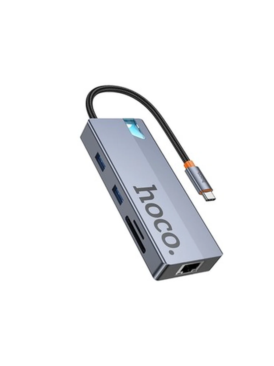 HOCO HB52 Wow 8-in-1 multi-function converter(HDTV+RJ45+SD/TF+PD+Type-C3.0+USB3.0*2) deep space gray