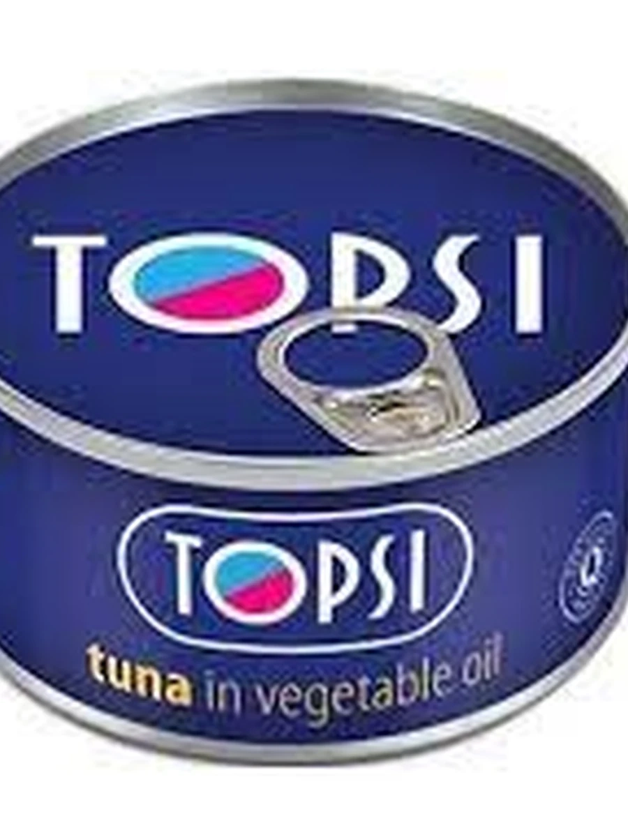 Topsi Кусочки тунца в масле Жестяная банка с легким открытием 180гр