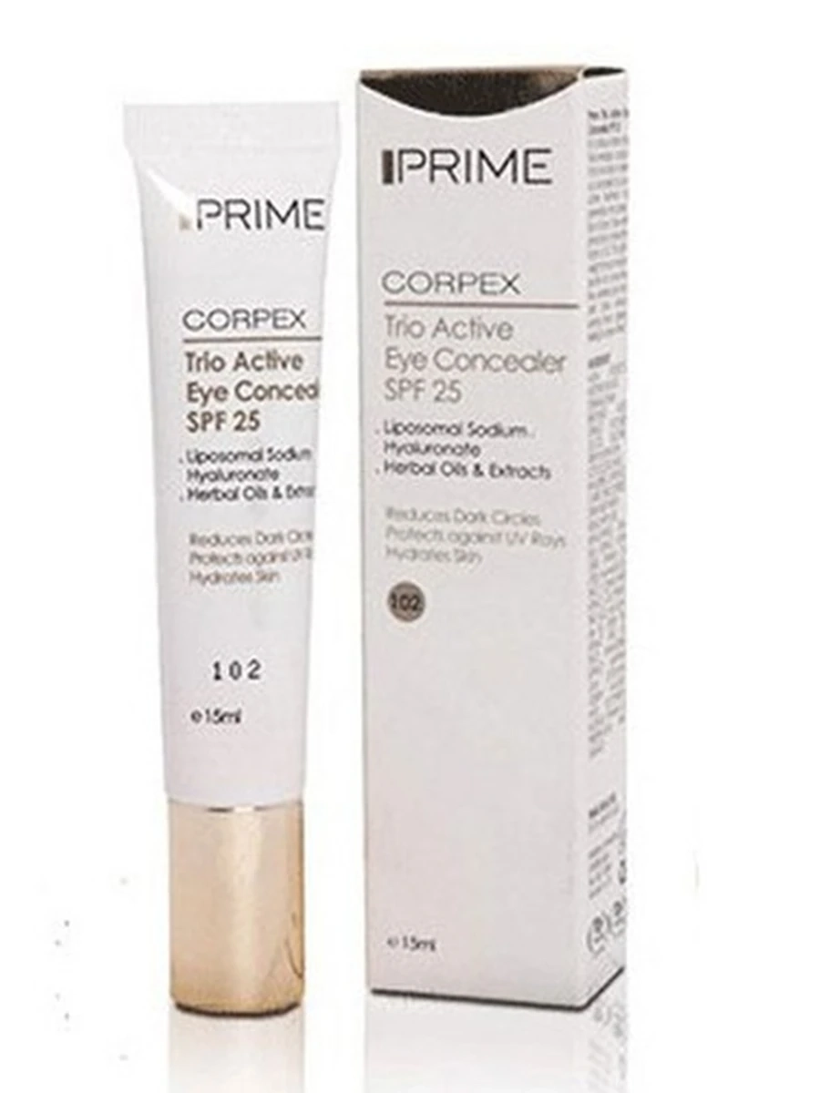 PRIME Тройной активный консилер для глаз SPF 25 (№102) TRIO ACTIVE EYE CONCEALER SPF 25(NO.102) 15мл