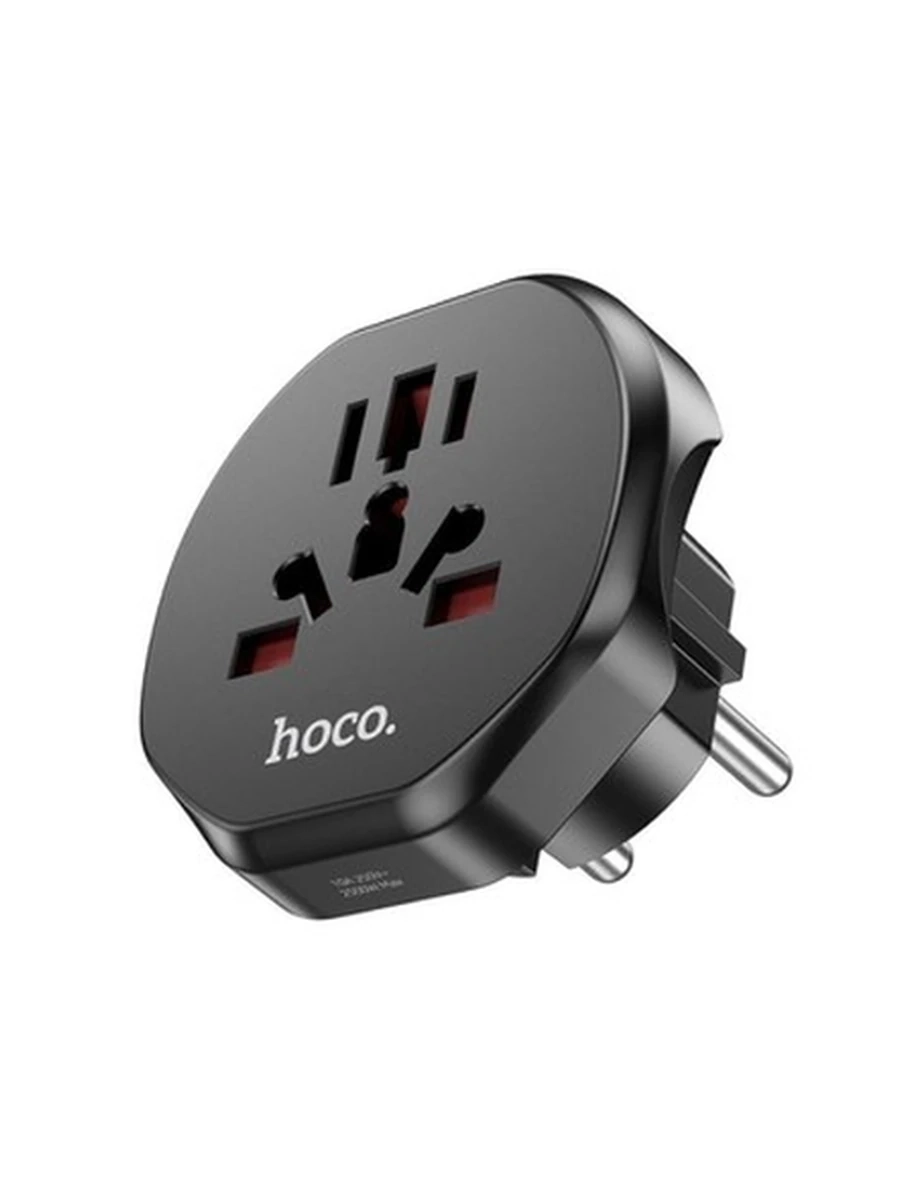 Сетевые Переходники HOCO AC6 Unimpeded universal conversion plug(EU) (Black)