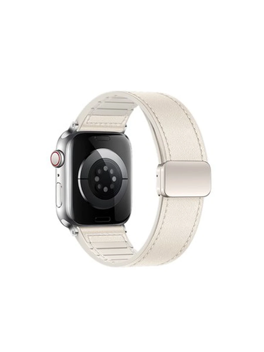 Ремешки HOCO iWatch WA34 Basic series two-section double magnetic buckle silicone leather (44 star c