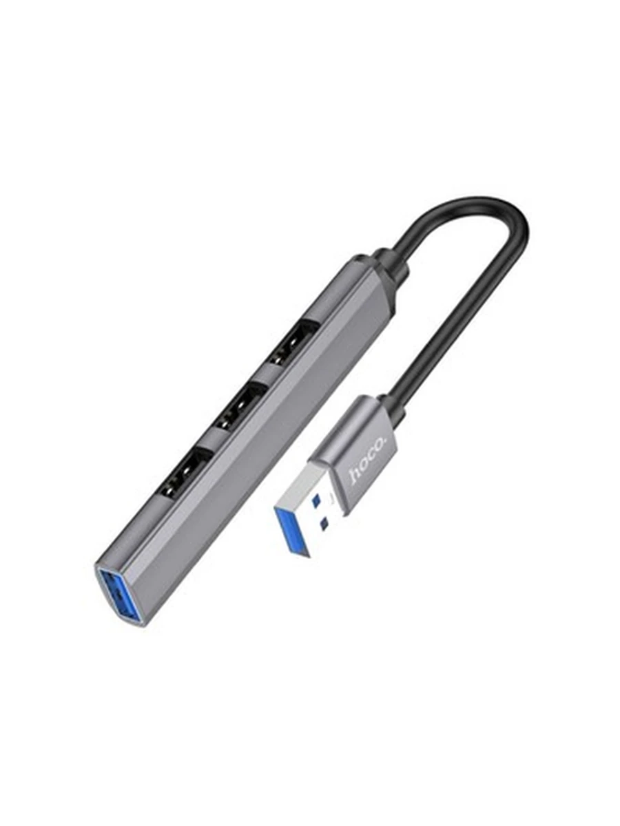 HOCO HB26 4 in 1 adapter(USB to USB3.0+USB2.0*3) Metal gray