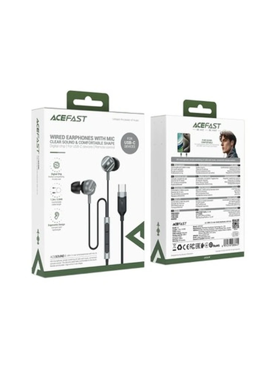 Наушники ACEFAST L6 USB-C in-ear wired earphones with mic,black