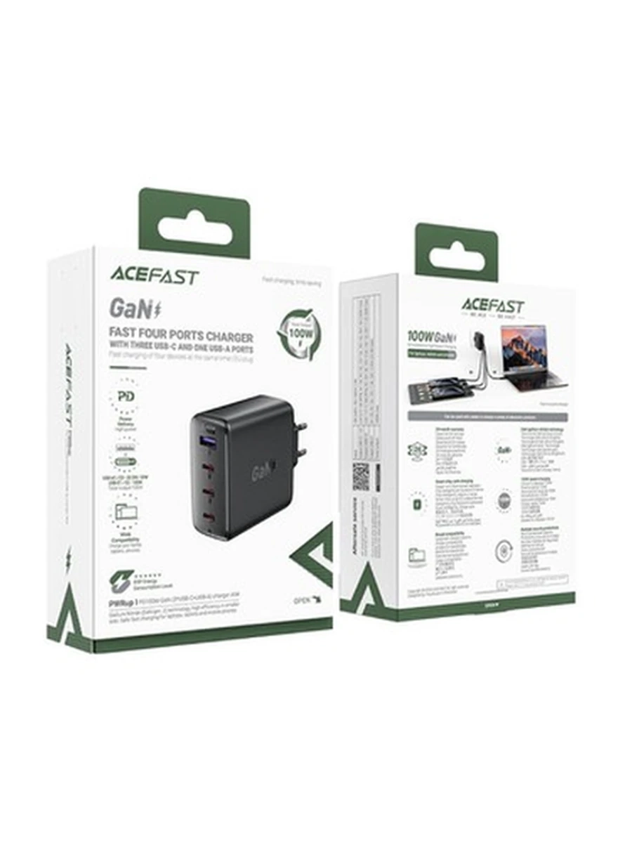 Сетевые адаптеры ACEFAST A94 PD100W GaN (3*USB-C+USB-A) charger,black (E