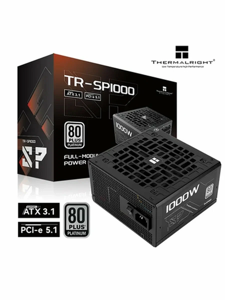 Блок питания Thermalright TR-SP1000 [1000W, 80+ Platinum, APFC, 20 + 4 pin, 4+4 pin x2 CPU, 10 SATA, 16 pin (12VHPWR), 6+2 pin x4 PCI-E]