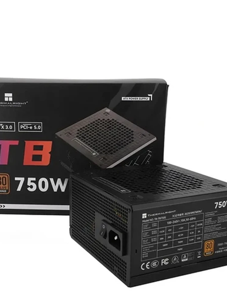 Блок питания Thermalright TR-TB750S [750W, 80+ Bronze, APFC, 20 + 4 pin, 4+4 pin x2, 8 pin CPU, 16 pin (12VHPWR), 5 SATA, 6+2 pin x3 PCI-E]
