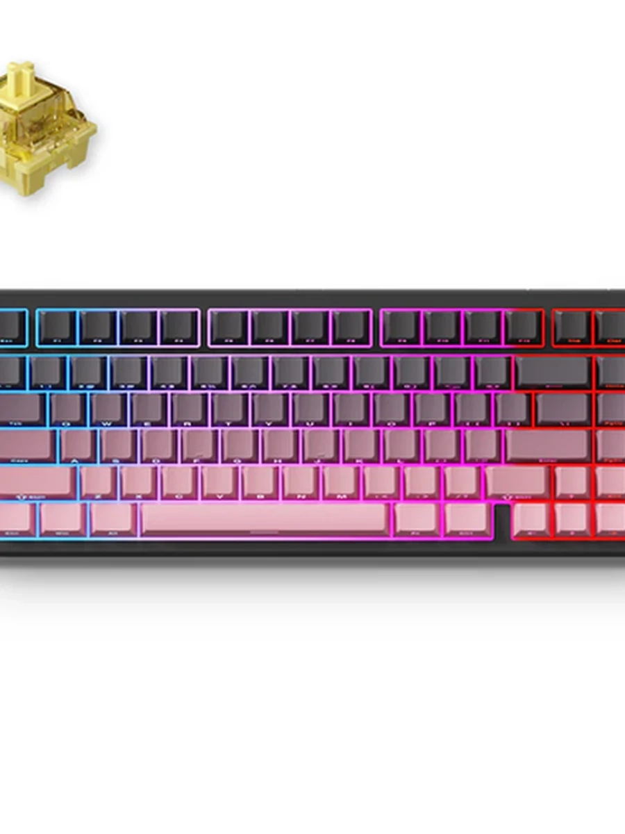 Клавиатура проводная MCHOSE G75 Pro Black/Pink Crystal Switch Cream Yellow Axis [механическая, клавиш - 82, USB, RGB-подсветка, черно-розовая]